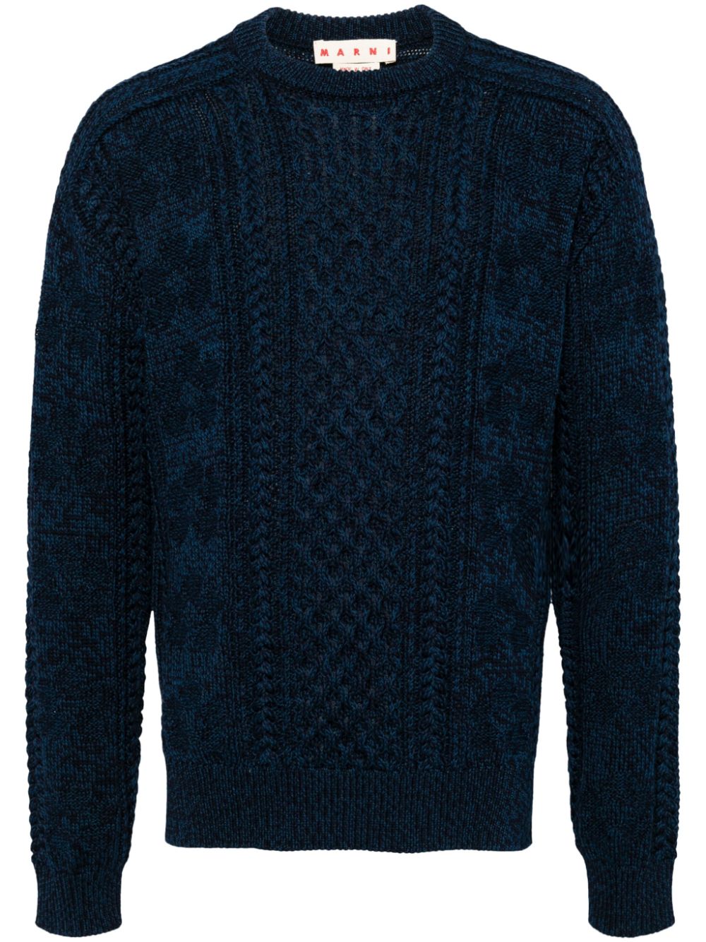 Cable-knit cotton jumper - Blue