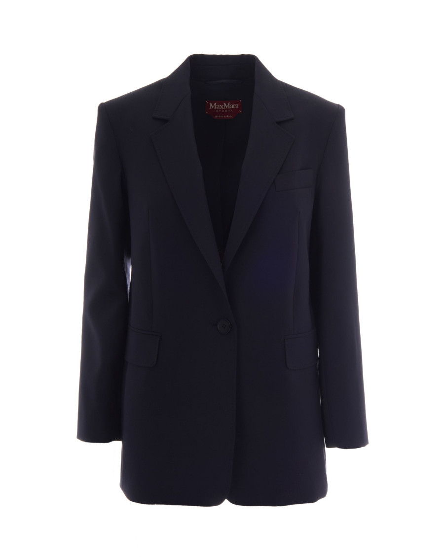 Blue Solid Notched Lapel Blazer