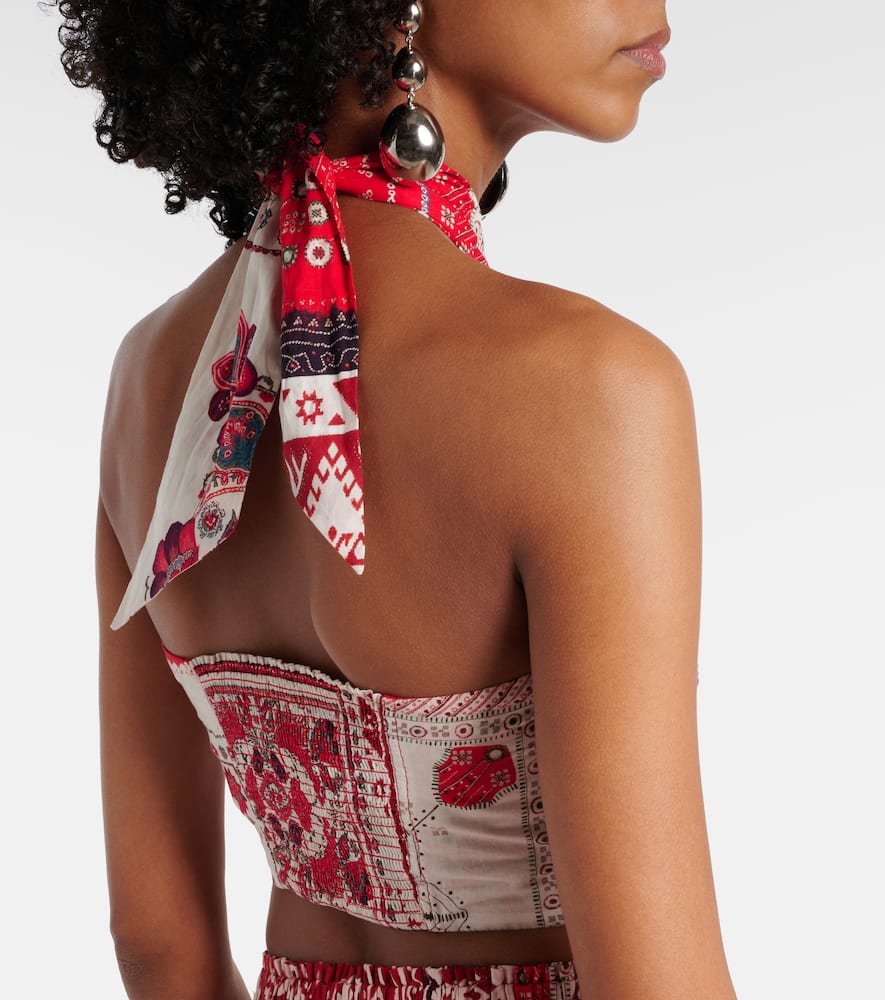 Marant Etoile Feyza halterneck printed cotton top