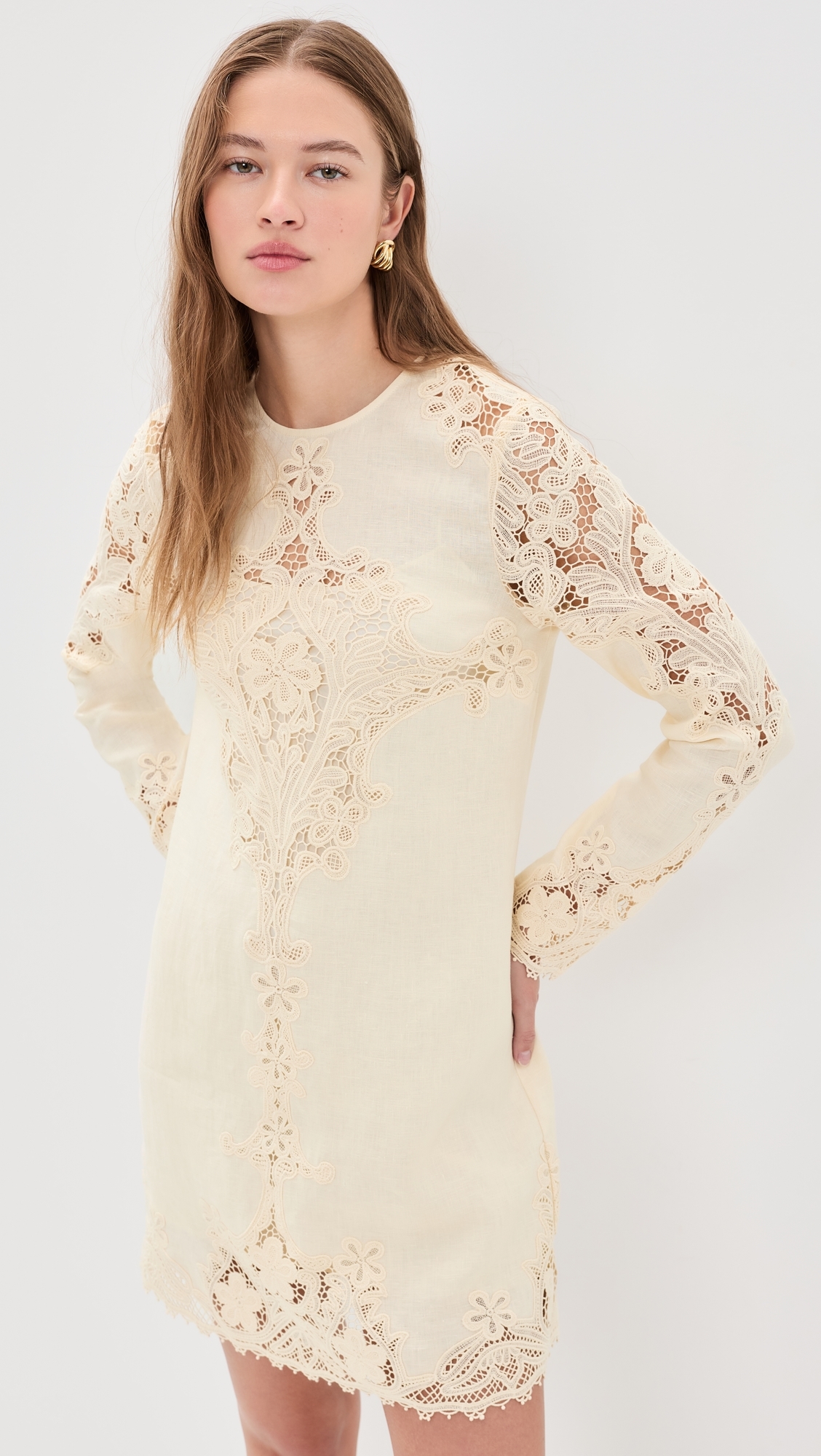 Camie Linen Mini Dress Ivory