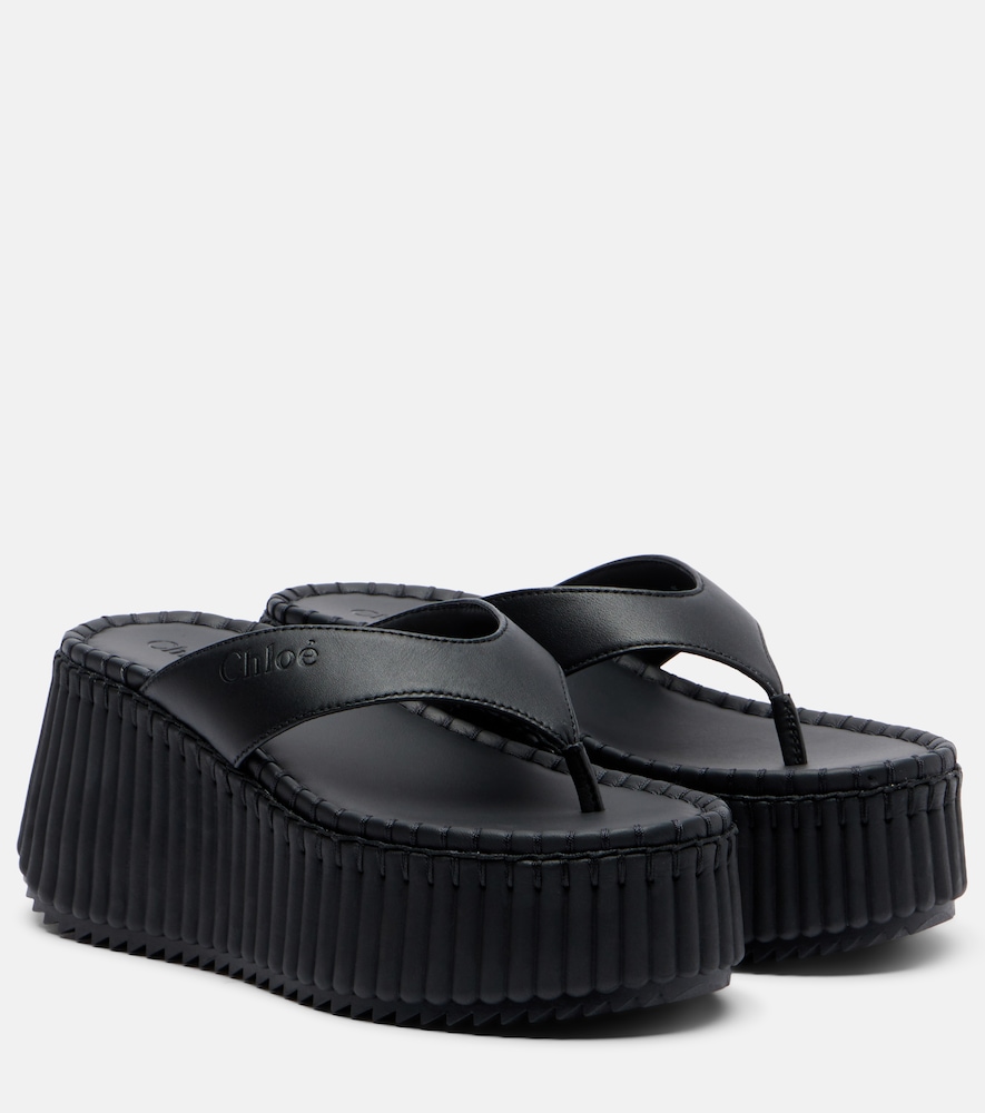 Chloé Nama leather platform thong sandals