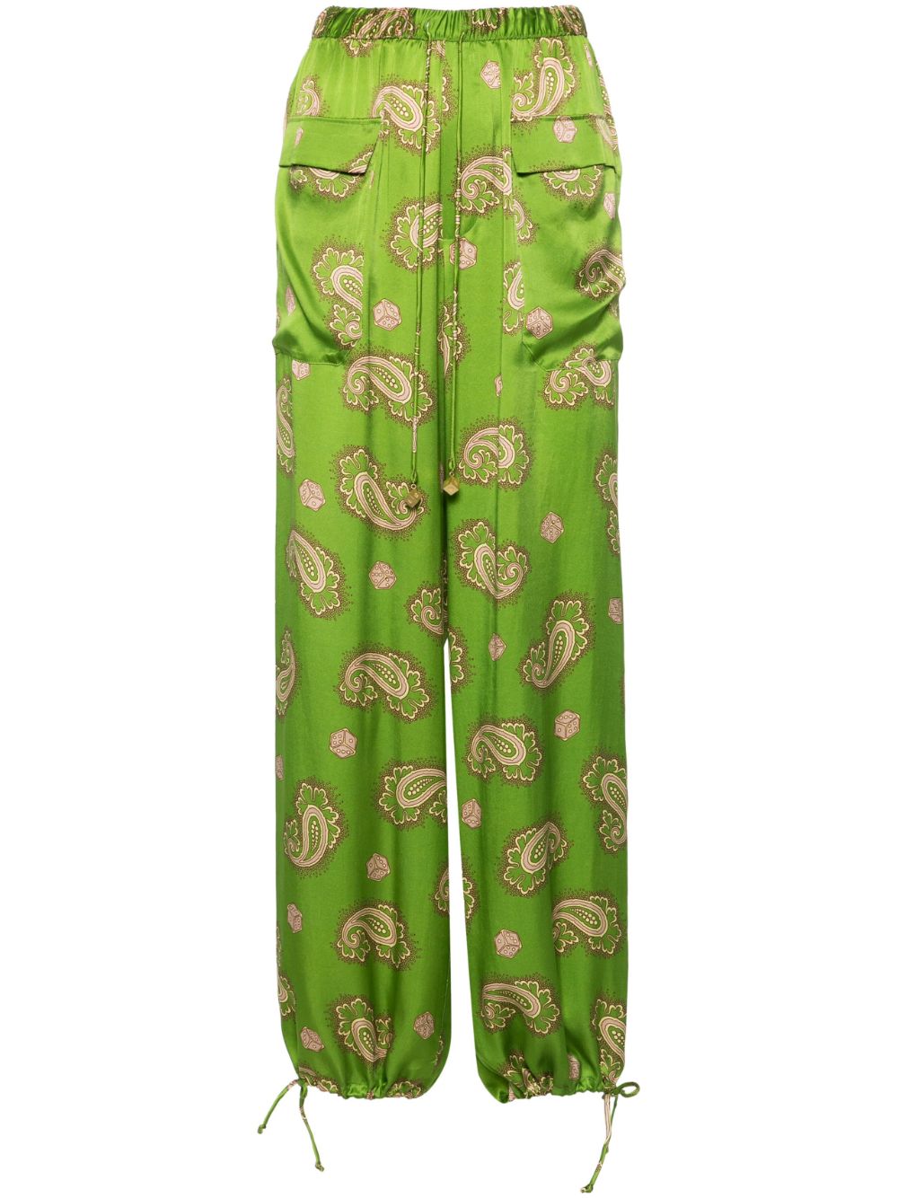 Dice silk wide-leg trousers - Green