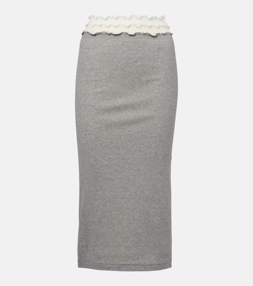 Layered jersey midi skirt