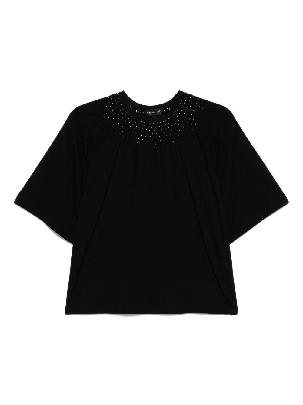Agnès b. smocking details top - White