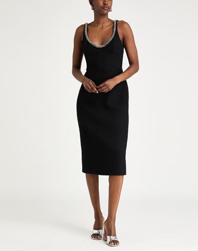 Woman Midi dress Black Size 8 Wool, Polyamide, Aluminum