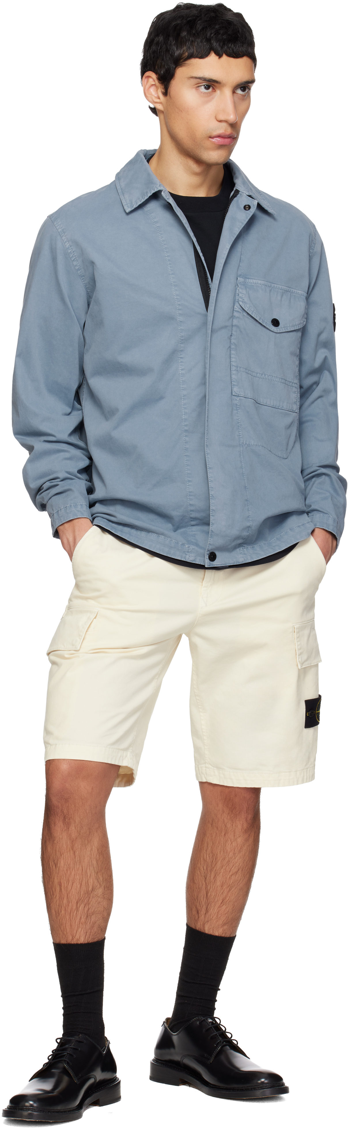 Blue 1200001 Organic Cotton Stretch 'Old' Effect Jacket