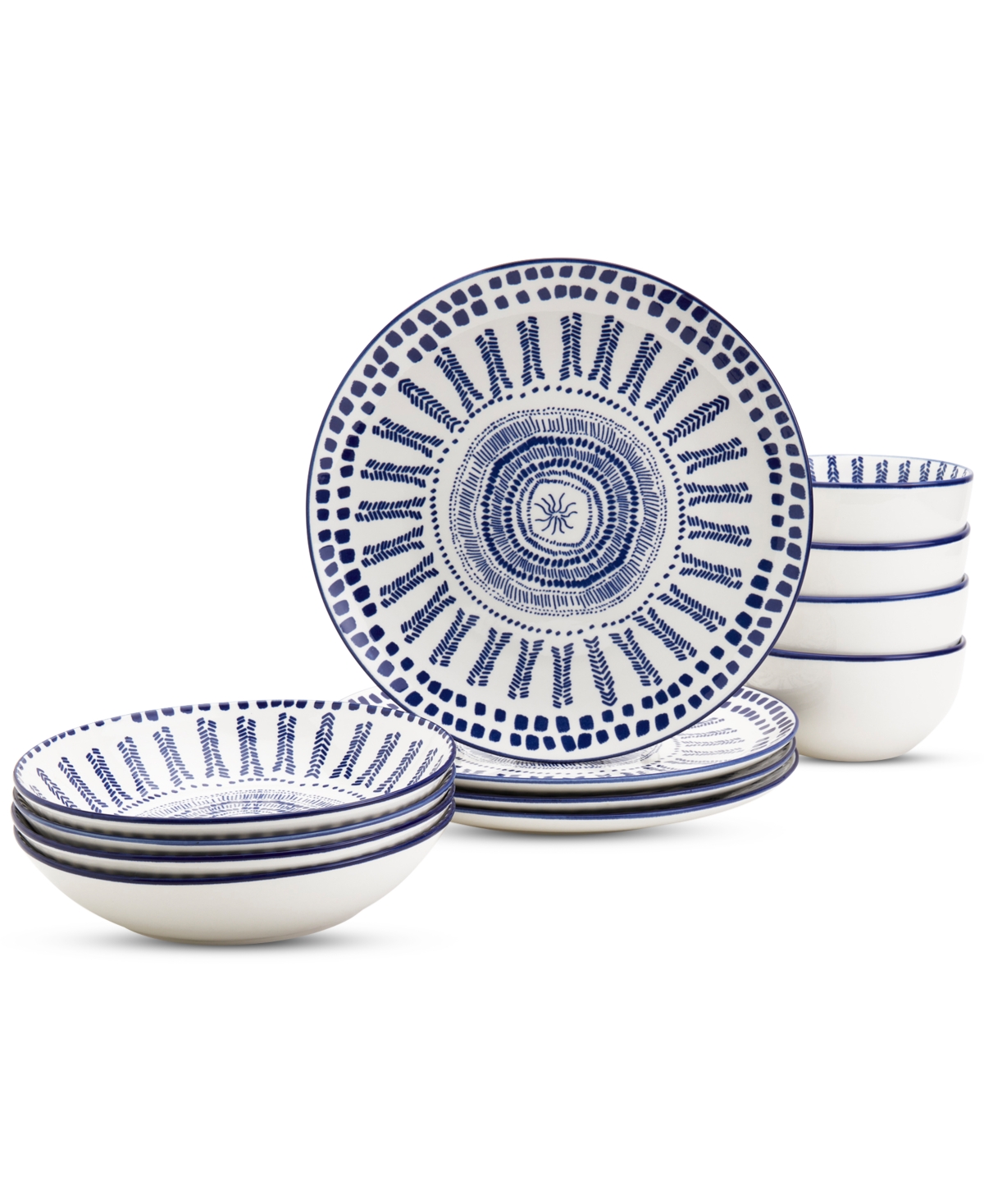 Blue Mykonos 12 Pc. Dinnerware Set, Service for 4 - Blue