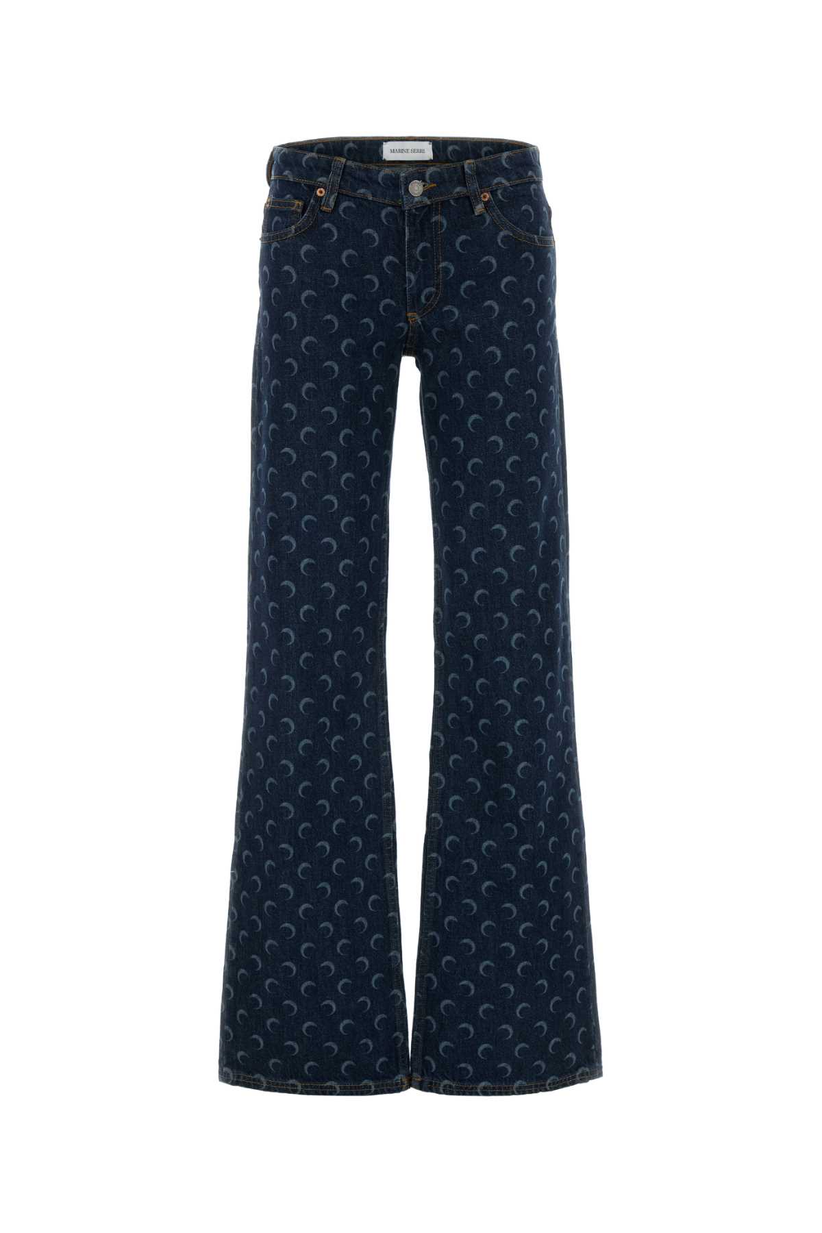 Printed Denim Palazzo Jeans Bl80midnightblue Exterior: Cotton - Women