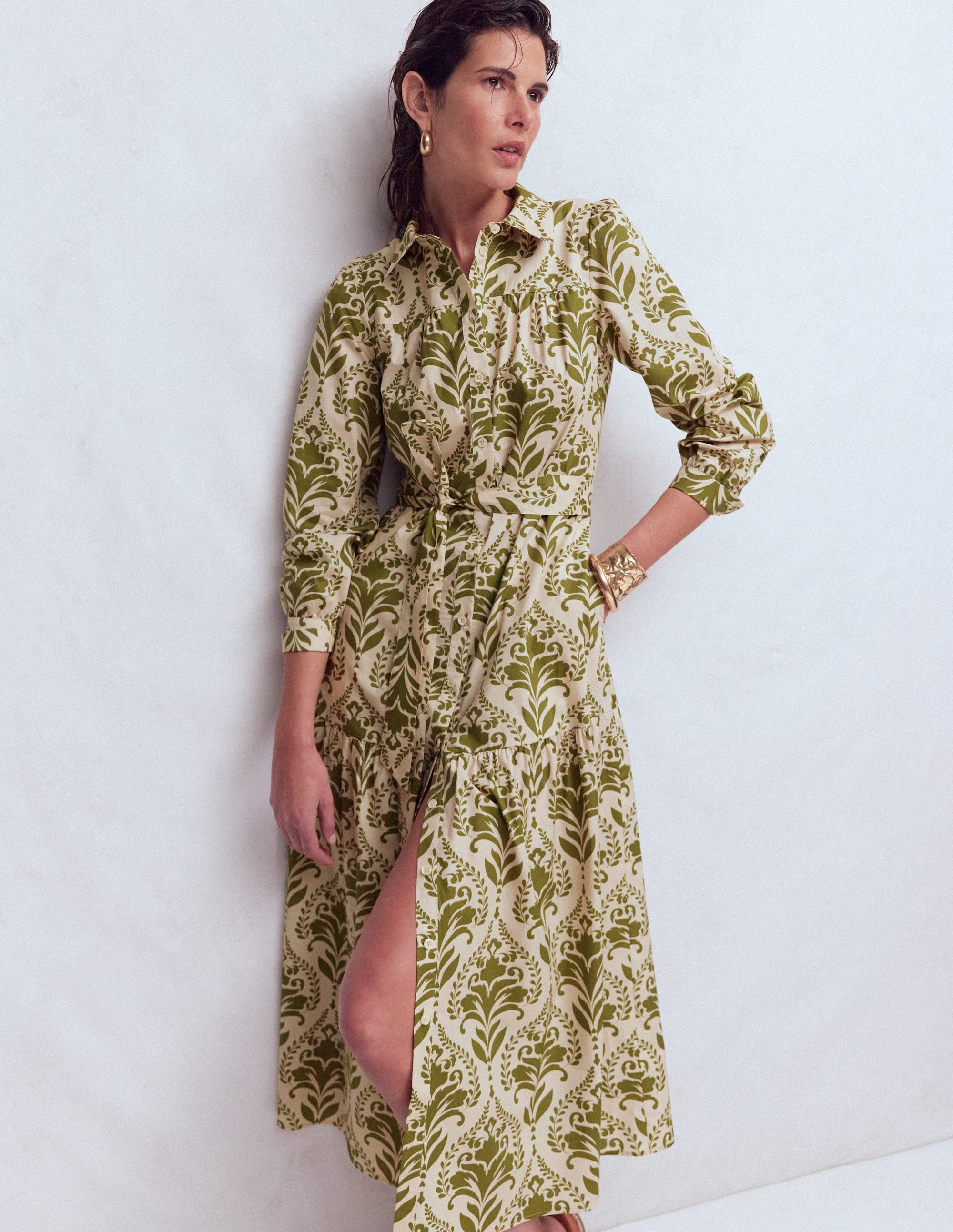 Women's Ellie Cotton Maxi Shirt Dress in Natural | Size 0