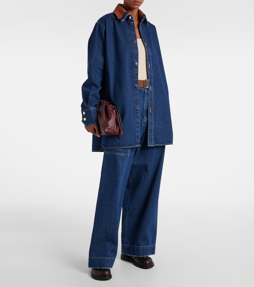 High-rise denim wide-leg pants
