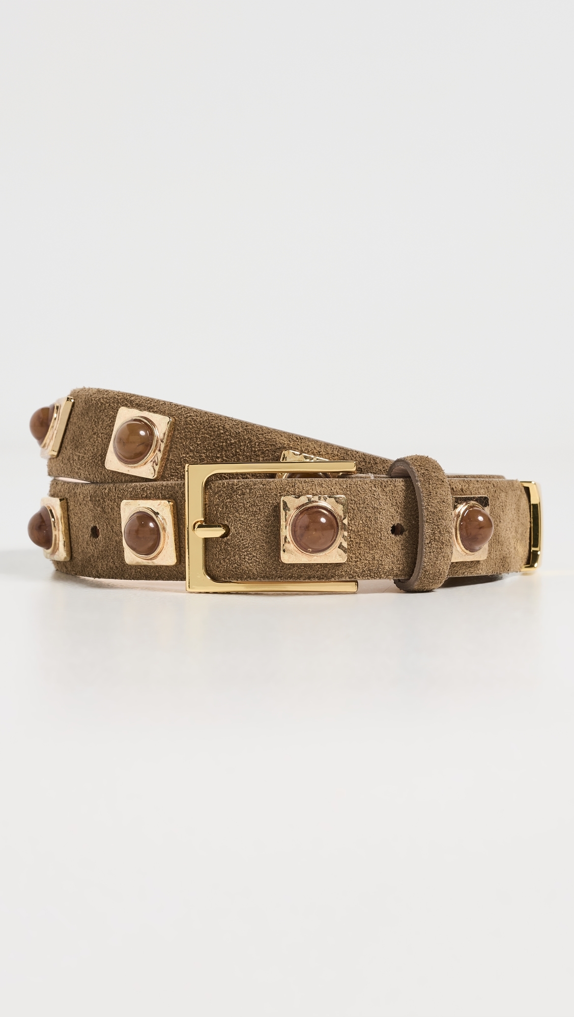 No. 2 Mocha Suede Studded Belt Mocha S