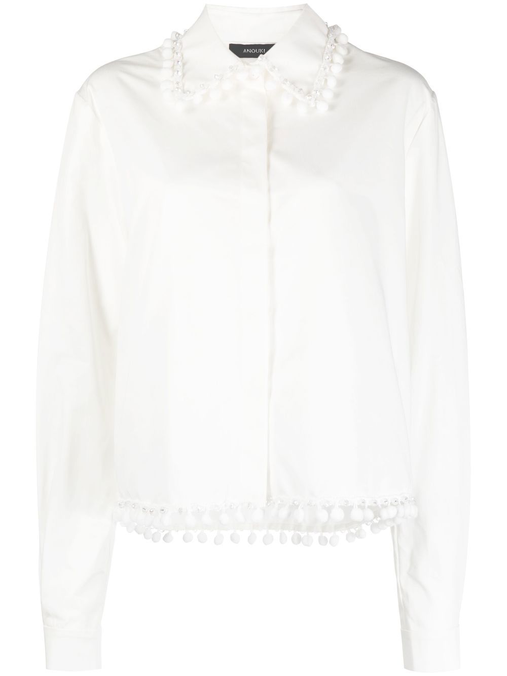 Embellished long-sleeve shirt - White