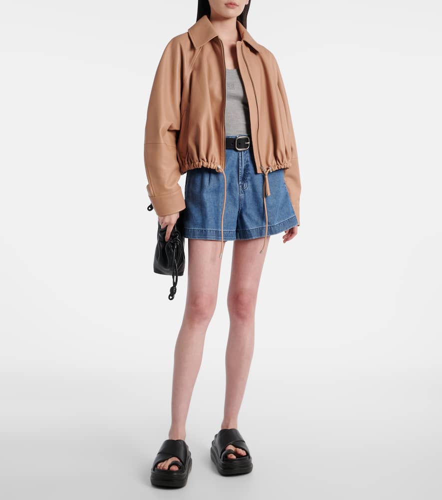 Hilo pleated denim shorts