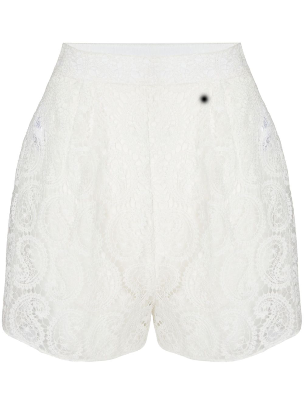 Paisley macramé high-waist shorts - White