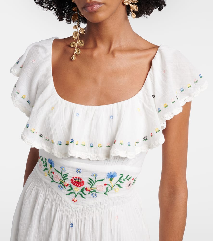 Ebony embroidered cotton midi dress