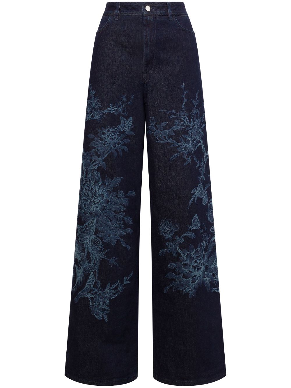 Floral-print jeans - Blue