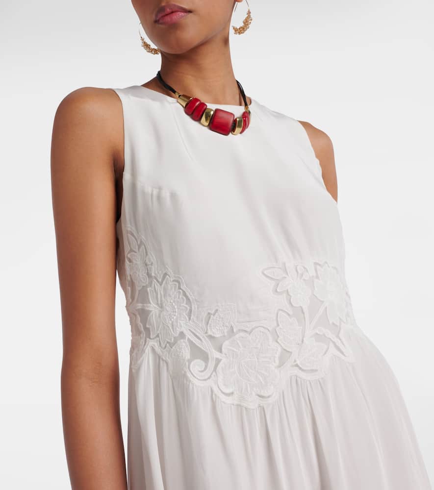 Velvet Bianca lace-trimmed midi dress