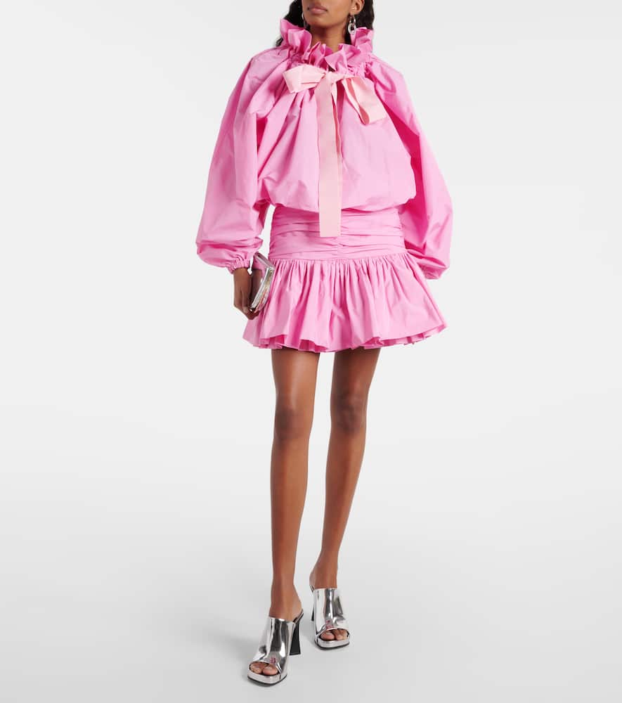 Ruffled high-rise faille miniskirt