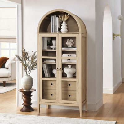 Modway Nolan Tall Storage Cabinet, Light Oak