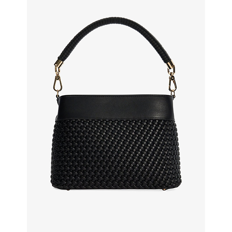 Womens Black-synthetic Dinidelphi Medium Woven Faux-leather Shoulder bag 
