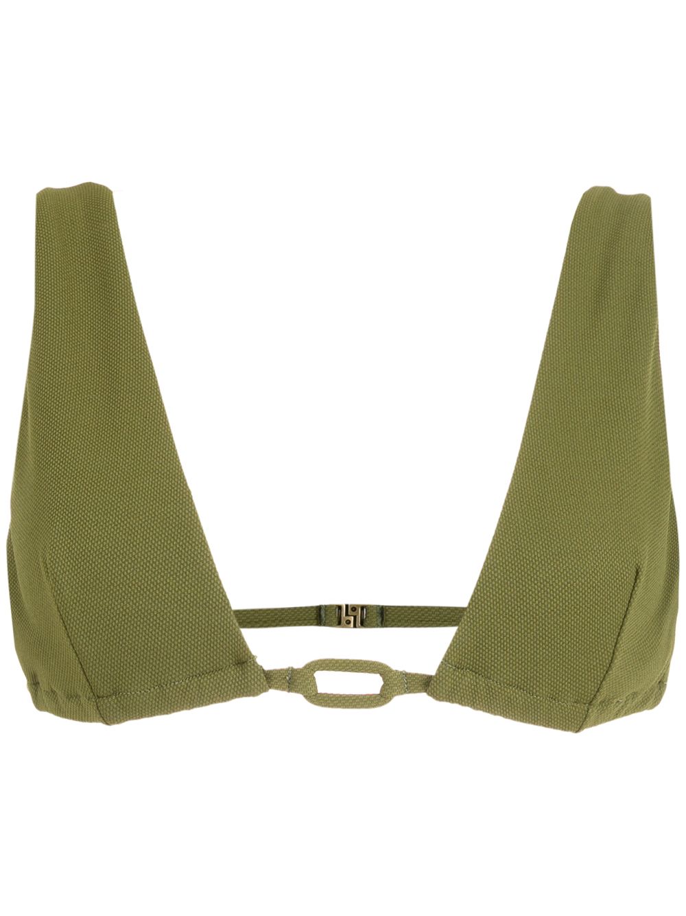 Ring-embellished bikini top - Green