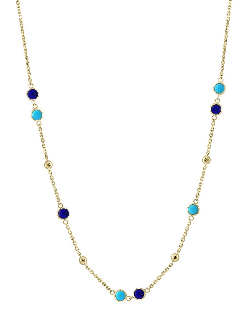 14K 1.95 ct. tw. Diamond &  Lapis, Turquoise  Necklace