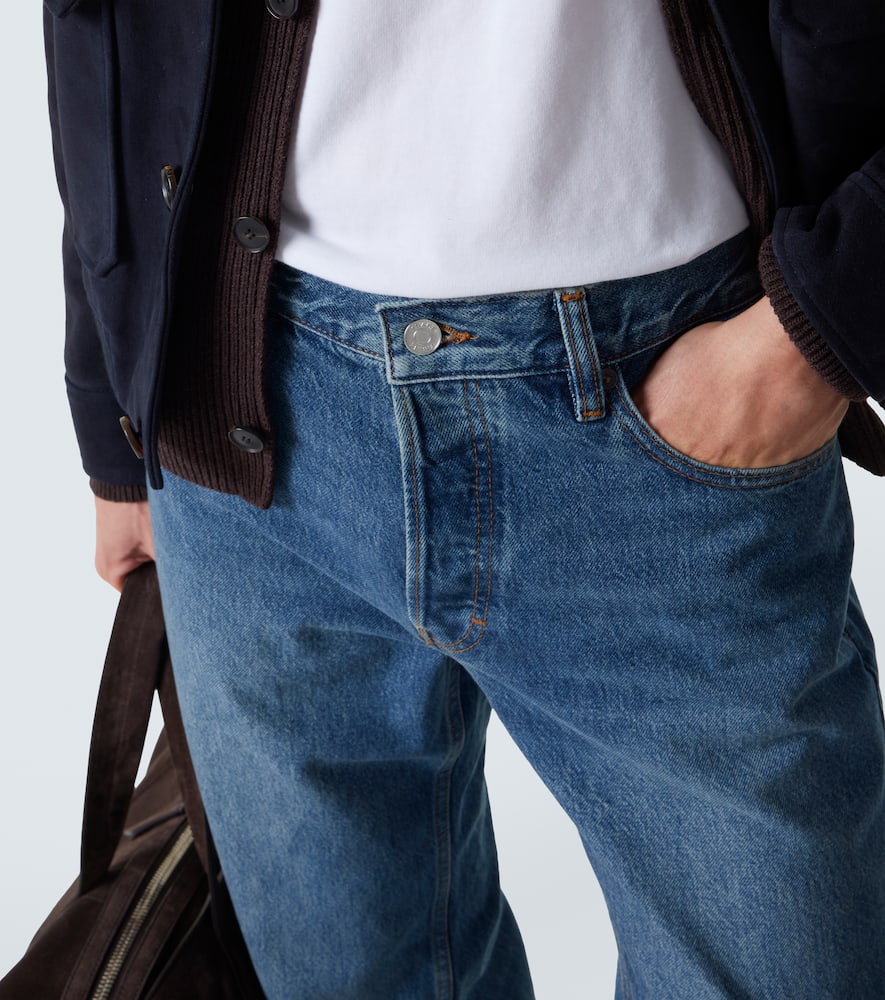 Relaxed distressed straight jeans