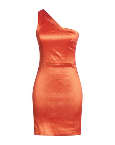 Woman Mini dress Rust Size L Polyester, Polyamide, Elastane
