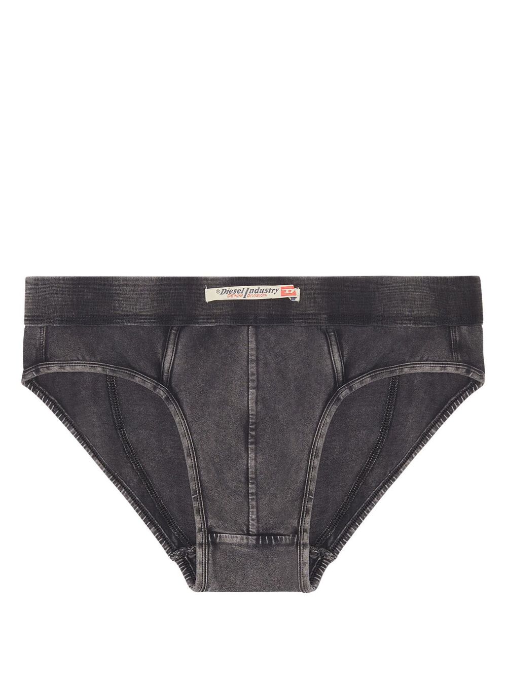 Denim-effect stretch-cotton briefs - Black