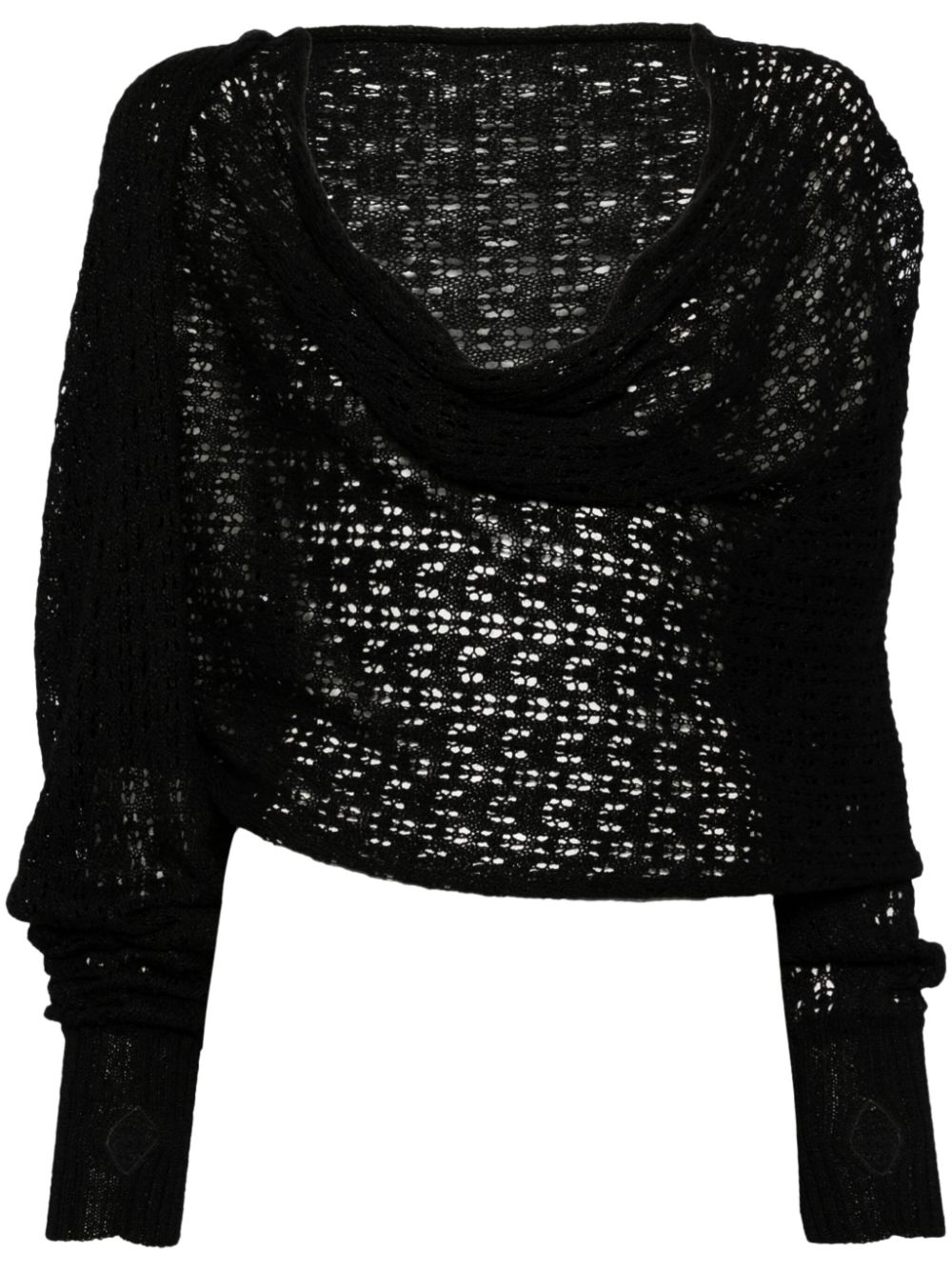 Open-knit draped jumper - Black