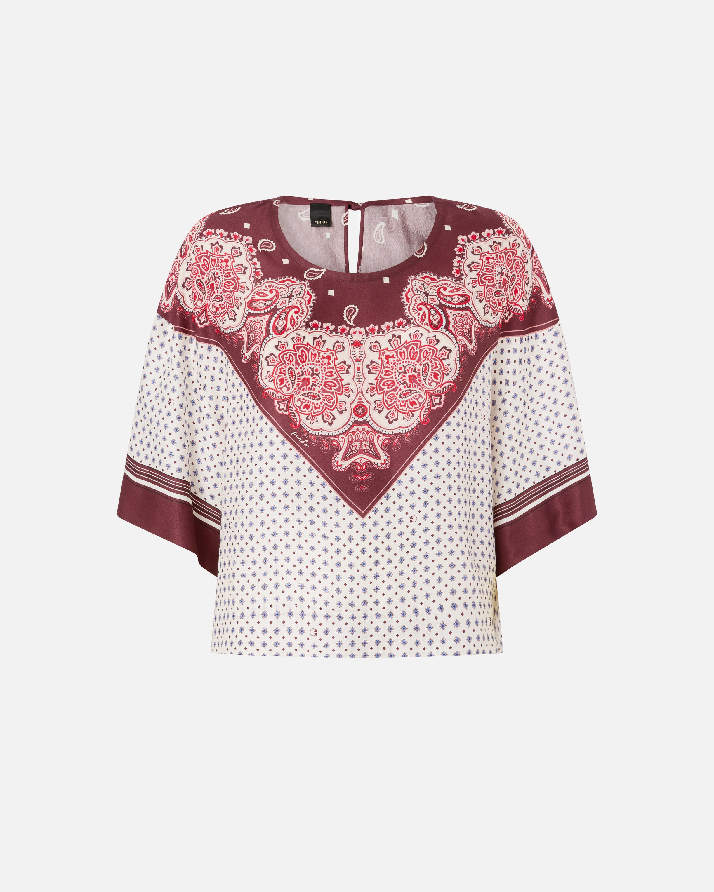 Blouse with tie motif and placed print - 36