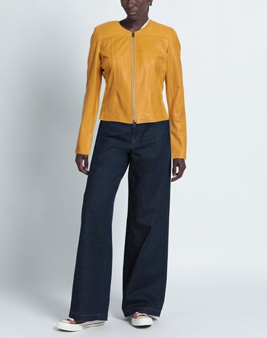Woman Jacket Marigold Size S Leather, Viscose, Nylon, Elastane