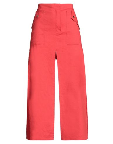 Woman Maxi skirt Red Size 4 Linen, Viscose, Elastane
