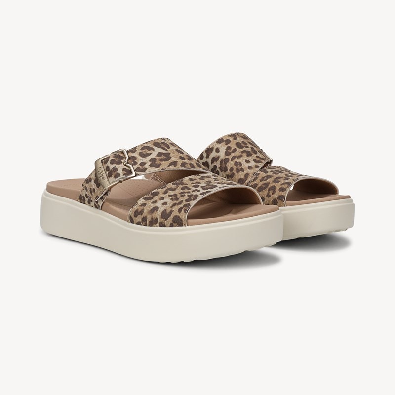 Madison Cloud Slide Sandal Leopard Faux Leather DRSCH