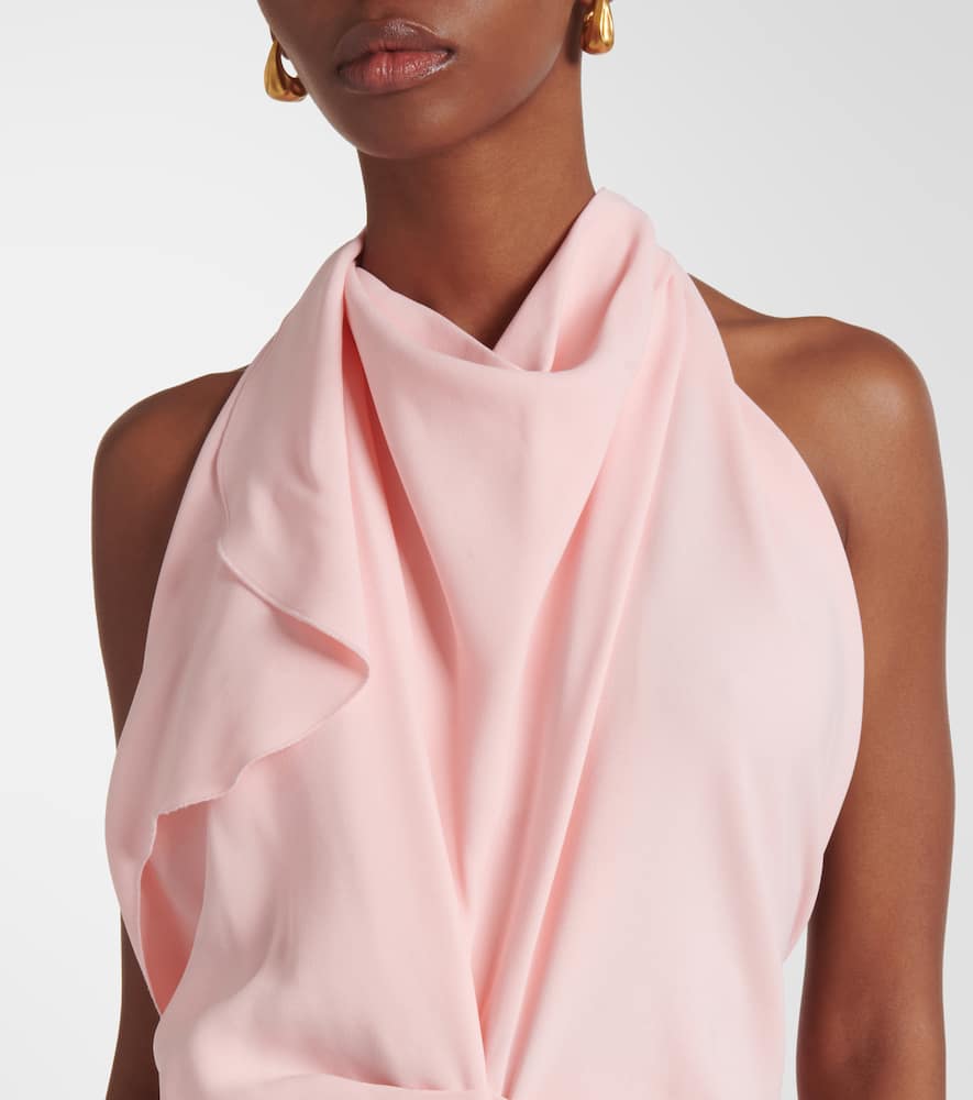 Scarf-detail open-back crêpe midi dress