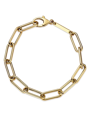 14K Yellow Gold Heavy Metal Large Paperclip Link Bracelet
