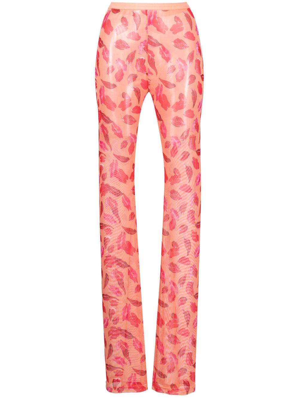 Mouth-print slim-cut trousers - Orange
