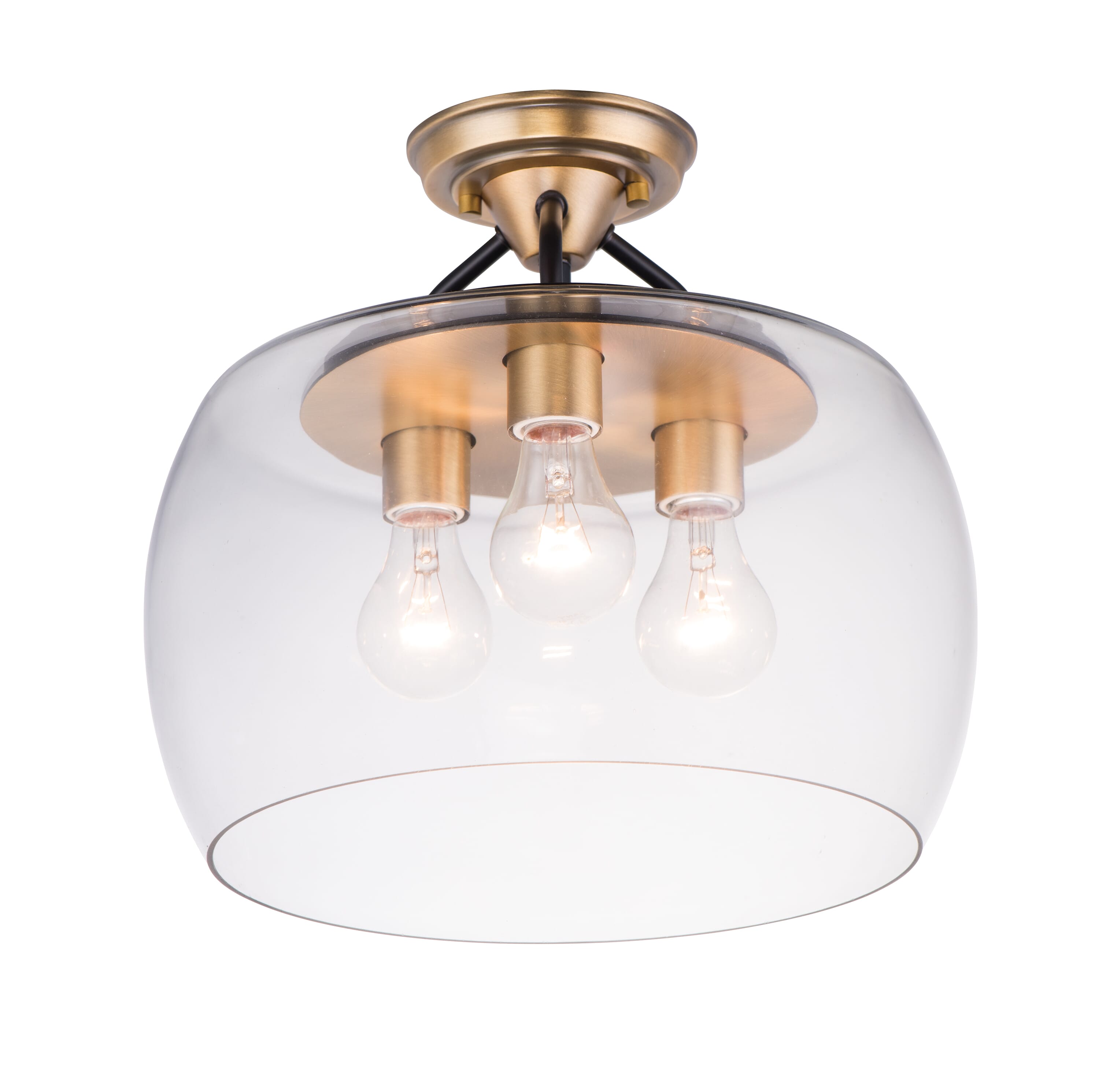 Maxim Goblet 3-Light Ceiling Light in Bronze and Antique Brass - 26130CLBZAB