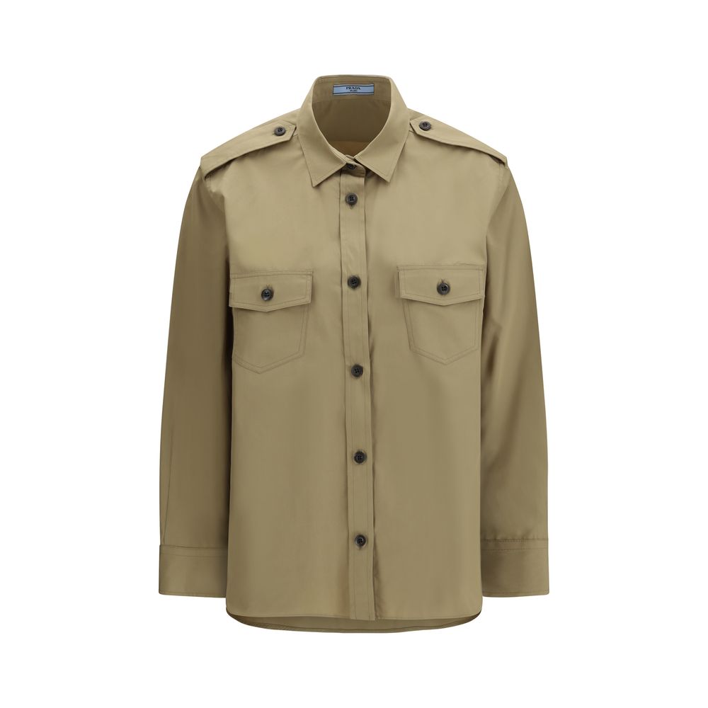 Cotton Poplin Overshirt Shirt — Beige