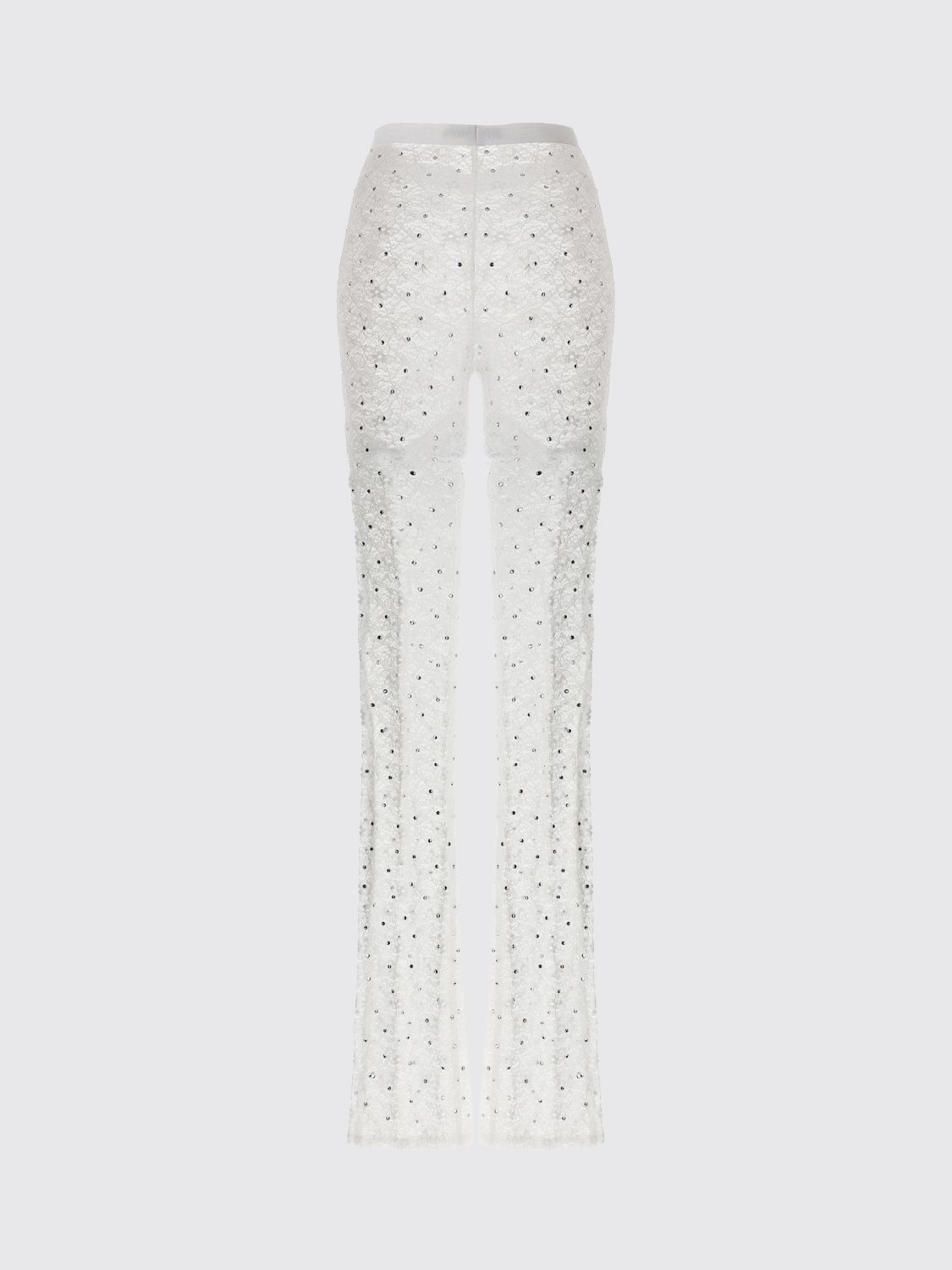 Floral-lace semi-sheer leggings - White