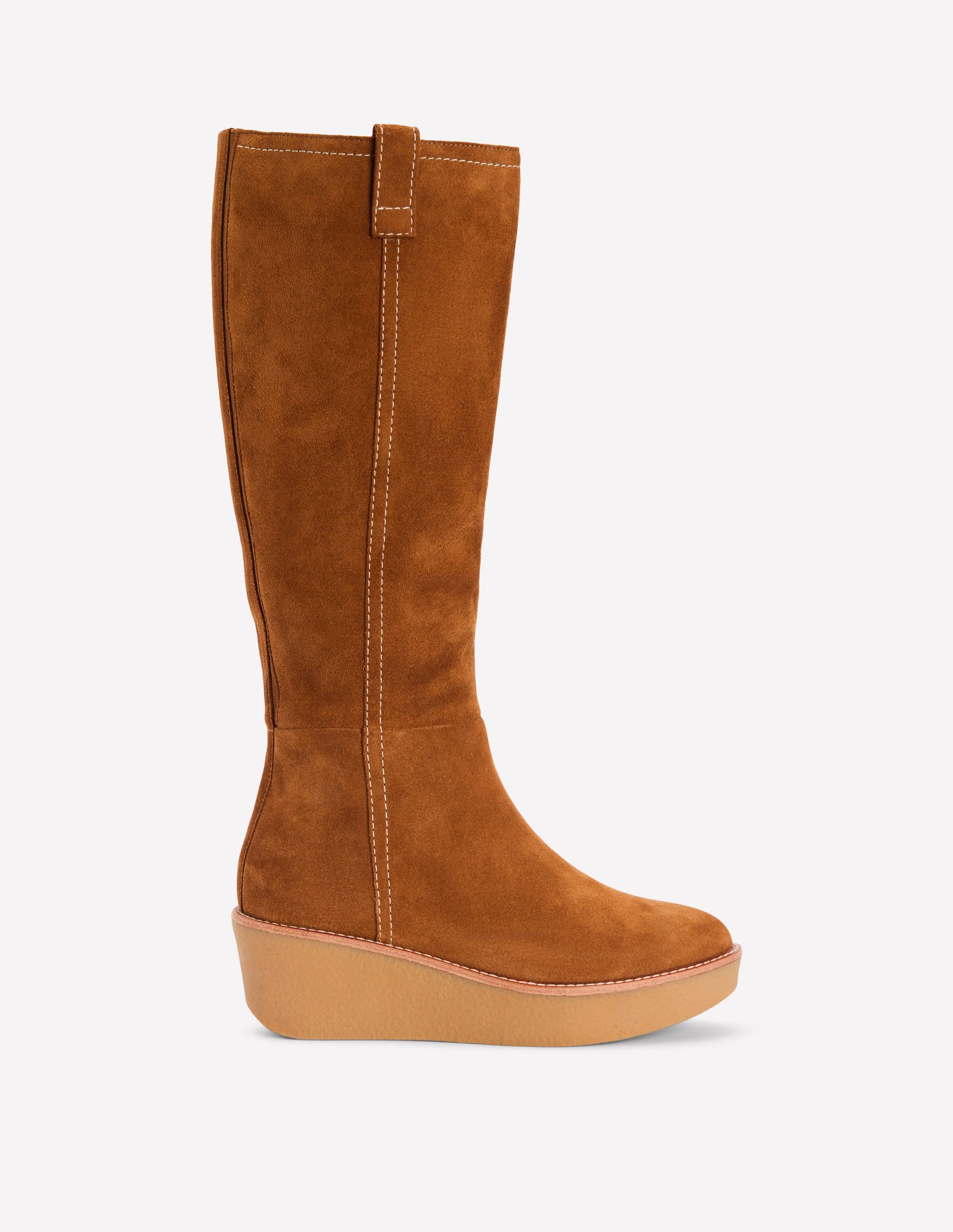 Knee High Wedge Boots Tan