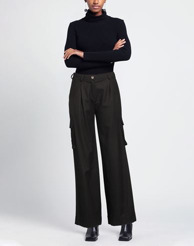 Woman Pants Dark brown Size M Polyester, Rayon, Wool