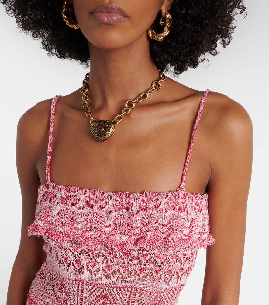 Crochet ruffled cotton minidress