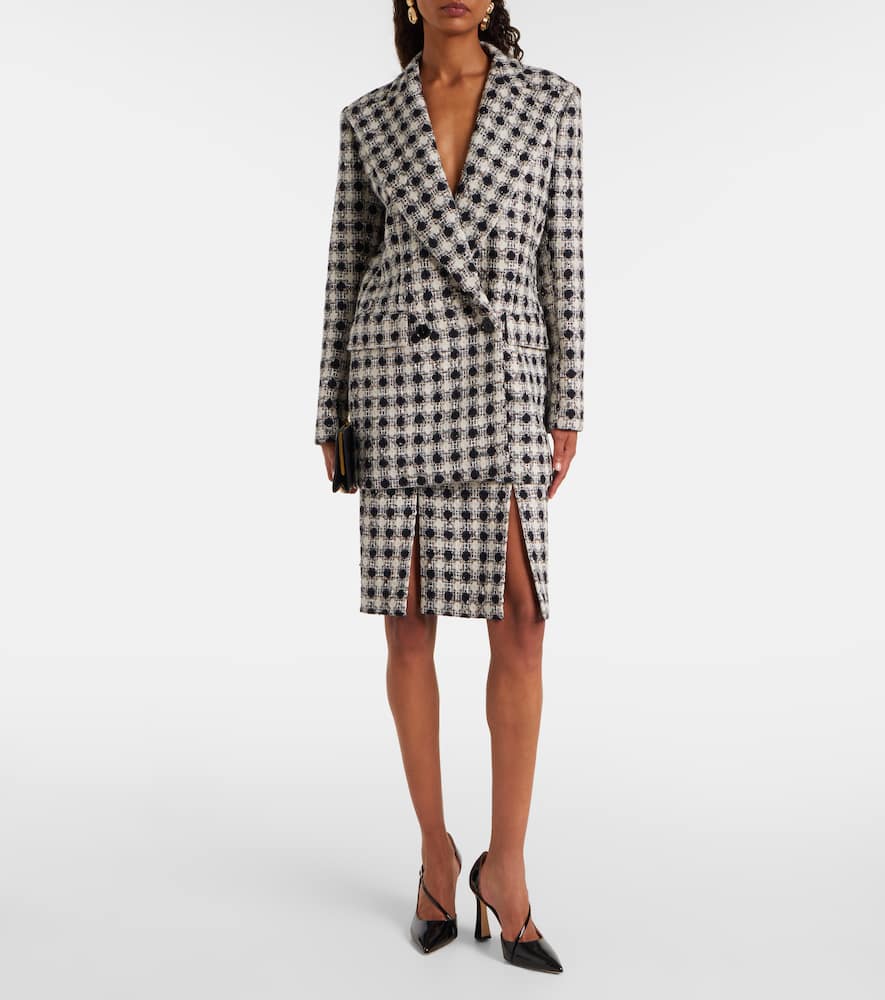 Double-breasted tweed blazer