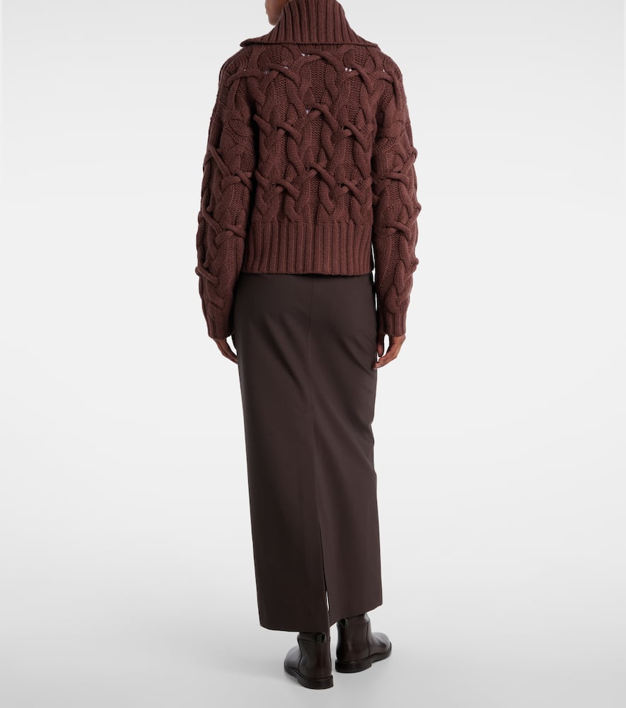 Cable-knit cashmere zip-up cardigan