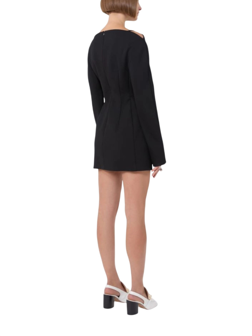 Black Boat Neck Mini Dress