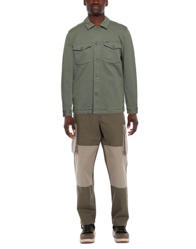 Man Shirt Military green Size L Cotton, Elastane