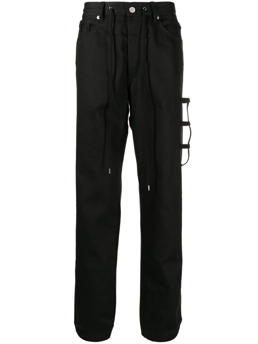 Straight-leg drawstring trousers - Black