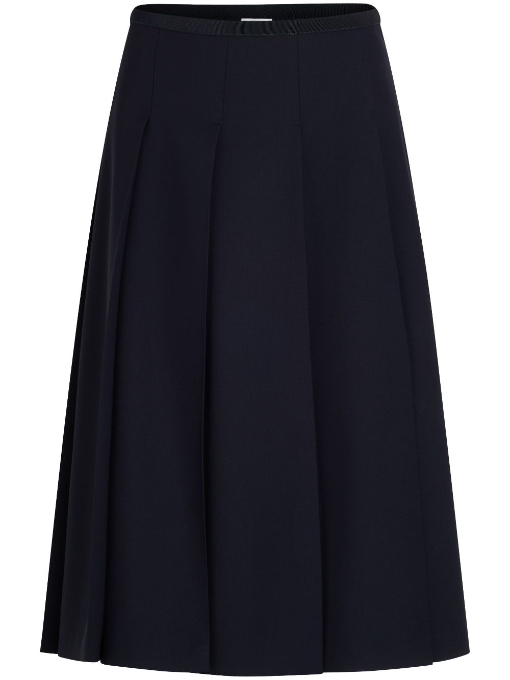 Pleated twill midi skirt - Blue
