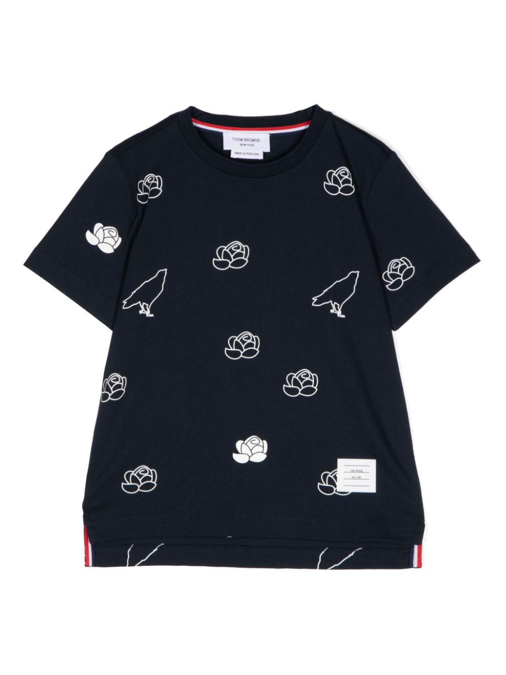 Floral-print cotton T-shirt - Blue